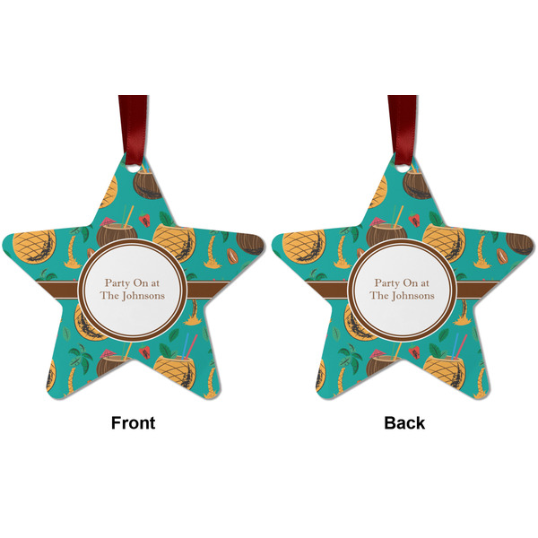 Coconut Drinks Metal Star Ornament - Front and Back