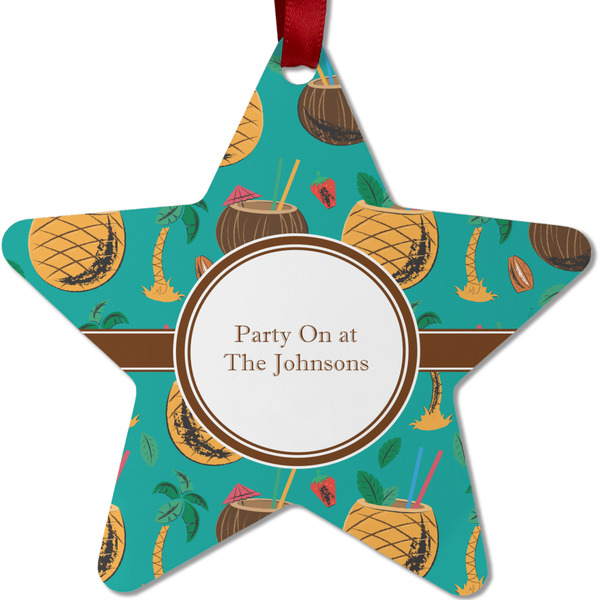 Custom Coconut Drinks Metal Star Ornament - Double Sided w/ Name or Text