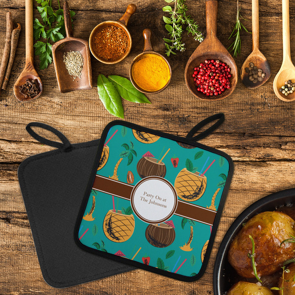 Coconut Drinks Neoprene Pot Holder - Set of 2  LIFESTYLE (Flatlay)