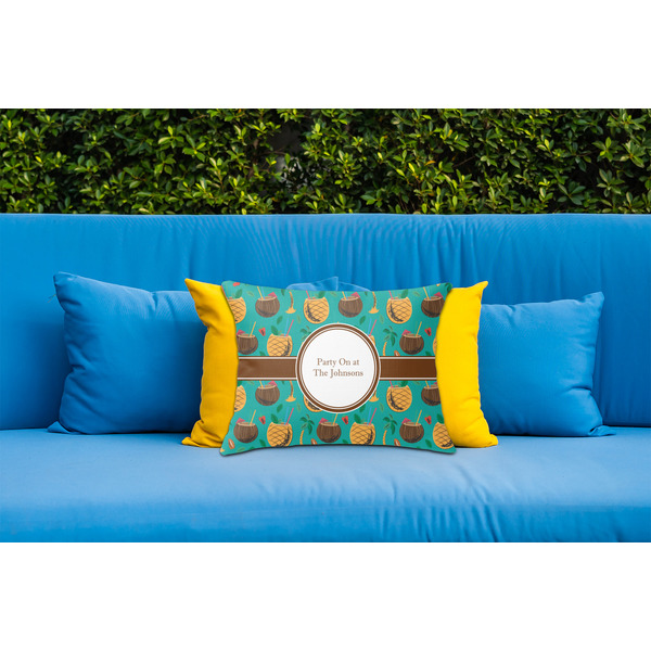 Coconut Drinks Outdoor Throw Pillow  - LIFESTYLE (Rectangular - 20x14)