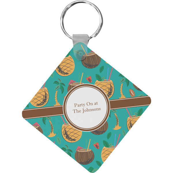 Custom Coconut Drinks Diamond Plastic Keychain w/ Name or Text