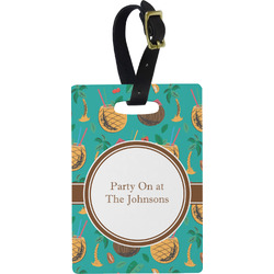 Coconut Drinks Plastic Luggage Tag - Rectangular w/ Name or Text