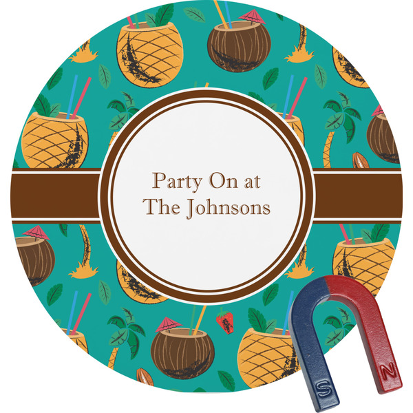 Custom Coconut Drinks Round Fridge Magnet (Personalized)