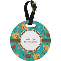 Coconut Drinks Plastic Luggage Tag - Round (Personalized)