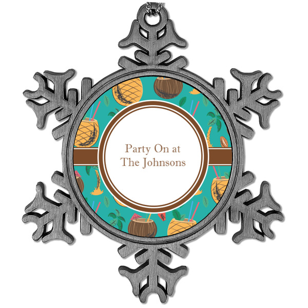 Custom Coconut Drinks Vintage Snowflake Ornament (Personalized)