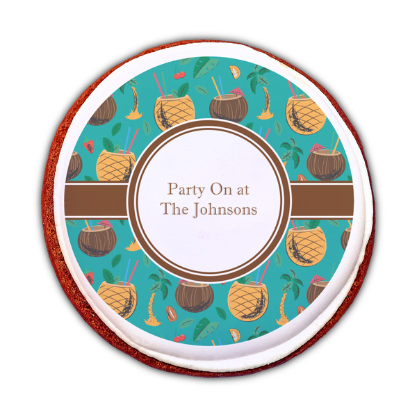 Coconut Drinks Printed Icing Circle - Medium - On Cookie