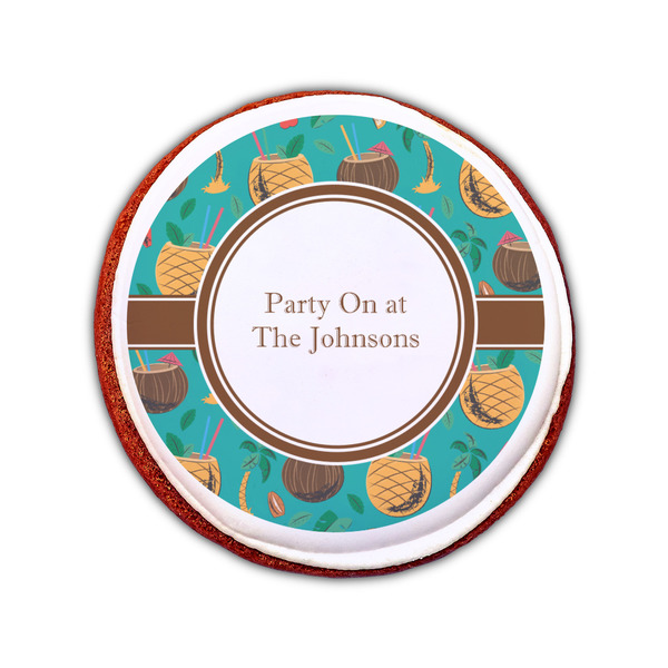 Coconut Drinks Printed Icing Circle - Small - On Cookie