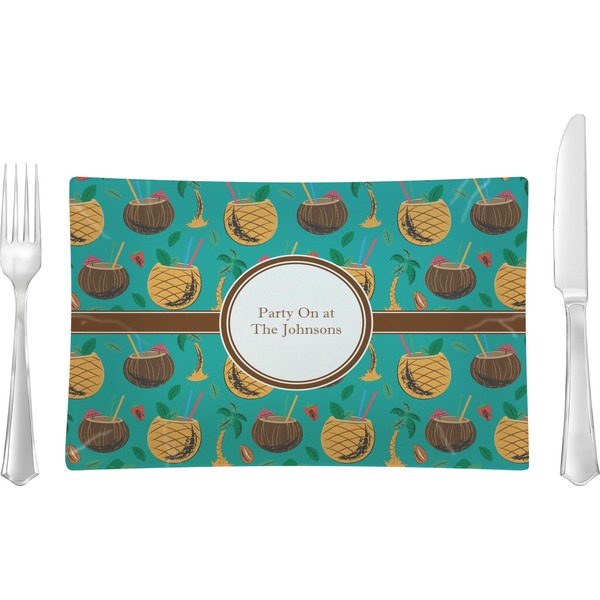 Custom Coconut Drinks Rectangular Glass Lunch / Dinner Plate - Single or Set (Personalized)