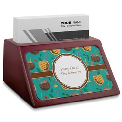 Coconut Drinks Red Mahogany Business Card Holder (Personalized)