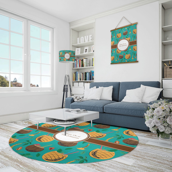 Coconut Drinks Round Area Rug - IN CONTEXT