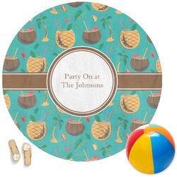 Coconut Drinks Round Beach Towel (Personalized)