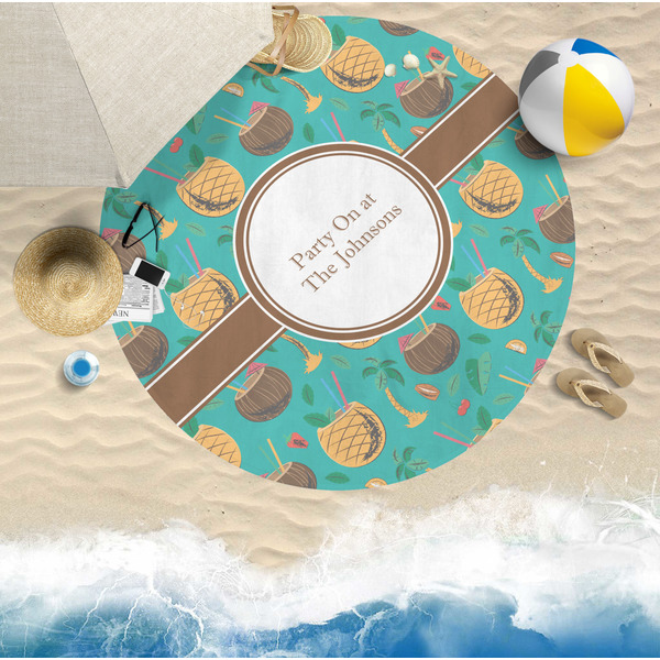 Coconut Drinks Round Beach Towel Lifestyle