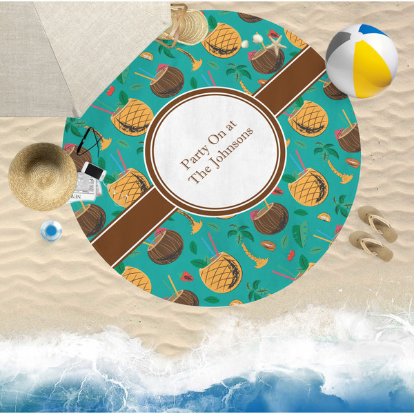 Coconut Drinks Round Beach Towel Lifestyle