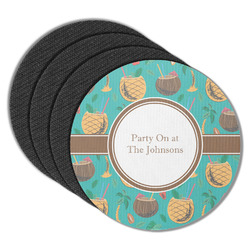 Coconut Drinks Round Rubber Backed Coasters - Set of 4 (Personalized)