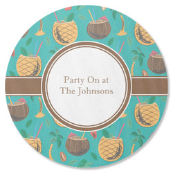 Coconut Drinks Round Rubber Backed Coaster (Personalized)