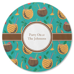 Coconut Drinks Round Rubber Backed Coaster (Personalized)