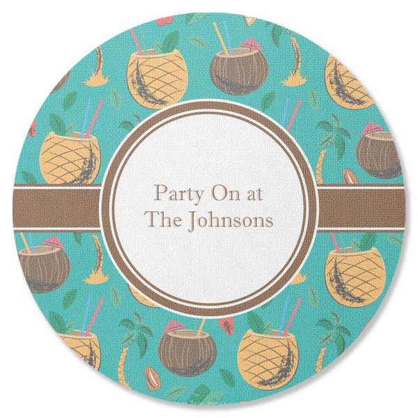 Custom Coconut Drinks Round Rubber Backed Coaster (Personalized)