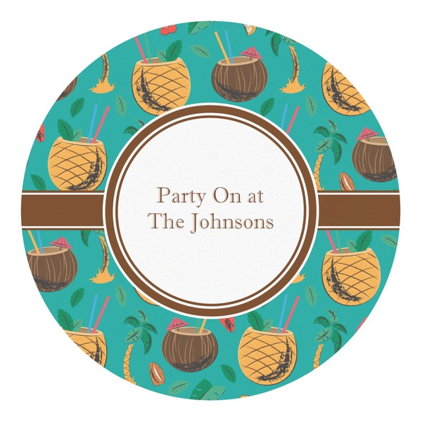 Custom Coconut Drinks Round Decal - Large (Personalized)