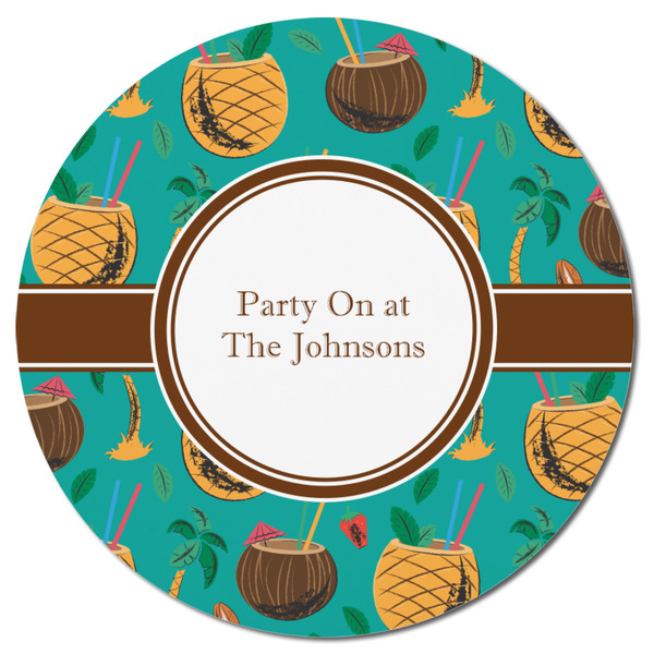 Coconut Drinks Round Fridge Magnet - FRONT