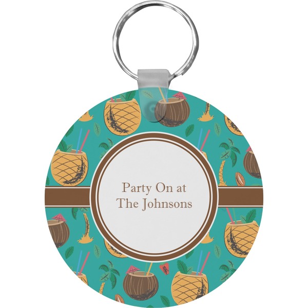 Custom Coconut Drinks Round Plastic Keychain (Personalized)