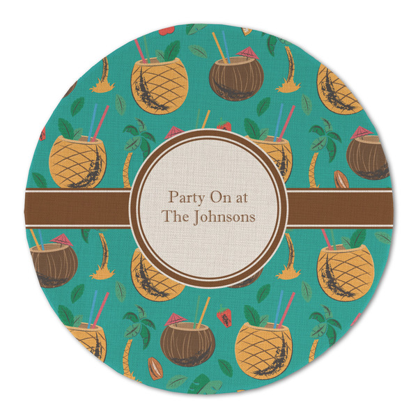 Coconut Drinks Round Linen Placemats - FRONT (Double Sided)
