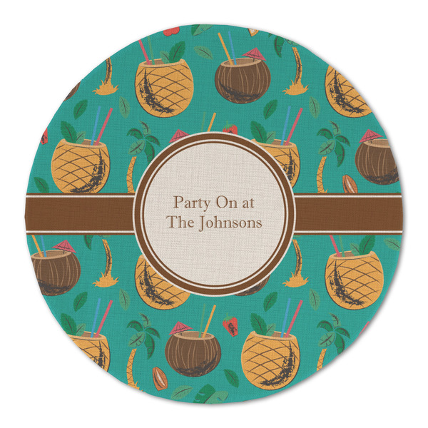 Custom Coconut Drinks Round Linen Placemat - Single Sided (Personalized)
