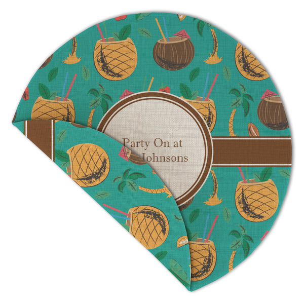 Coconut Drinks Round Linen Placemats - Front (folded corner double sided)