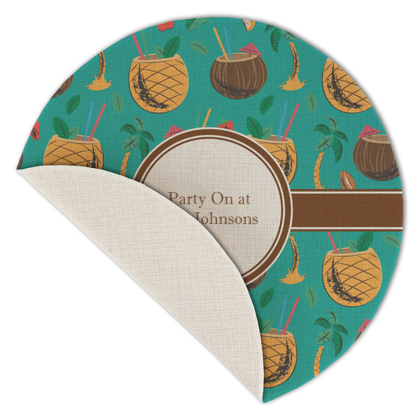 Coconut Drinks Round Linen Placemats - Front (folded corner single sided)