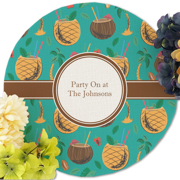 Coconut Drinks Round Linen Placemats - Front (w flowers)