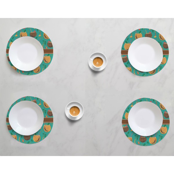 Coconut Drinks Round Linen Placemats - LIFESTYLE (set of 4)
