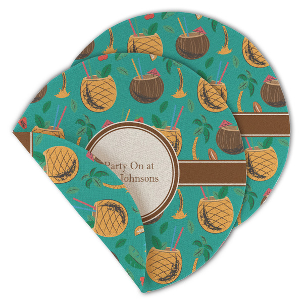 Custom Coconut Drinks Round Linen Placemat - Double Sided (Personalized)