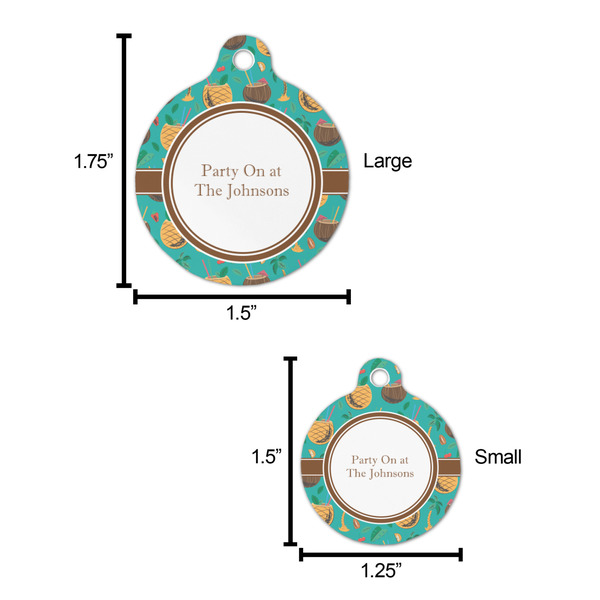 Coconut Drinks Round Pet ID Tag - Large - Comparison Scale