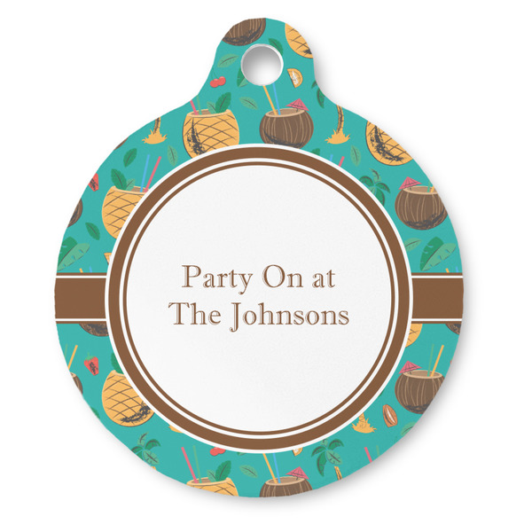 Custom Coconut Drinks Round Pet ID Tag (Personalized)