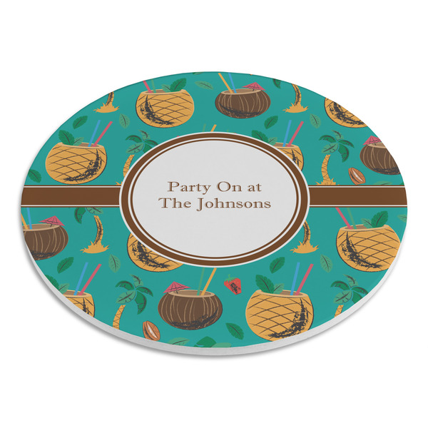 Coconut Drinks Round Stone Trivet - Angle View