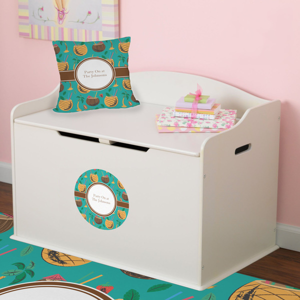 Coconut Drinks Round Wall Decal on Toy Chest