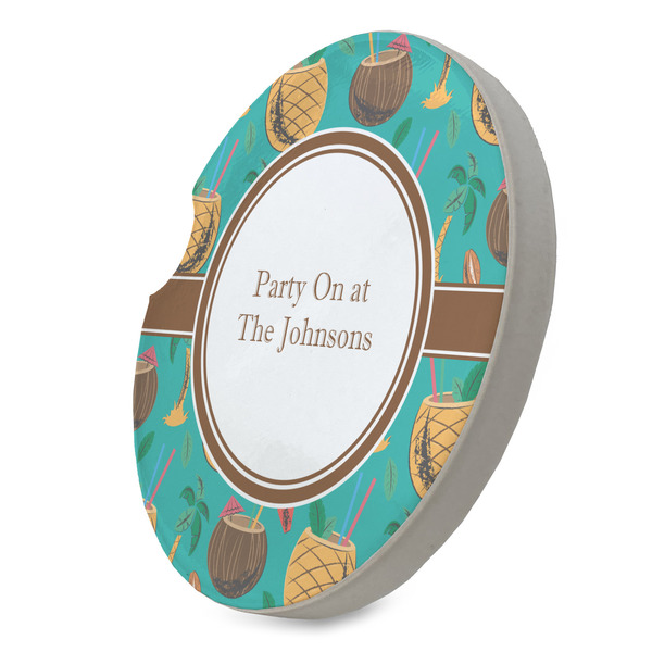 Coconut Drinks Sandstone Car Coaster - STANDING ANGLE