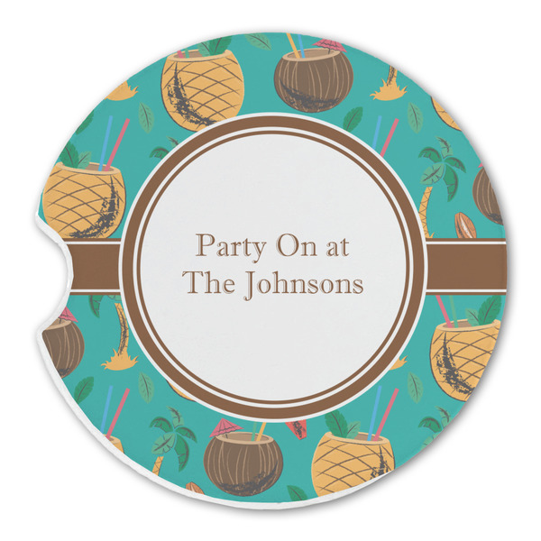 Custom Coconut Drinks Sandstone Car Coaster - Single (Personalized)