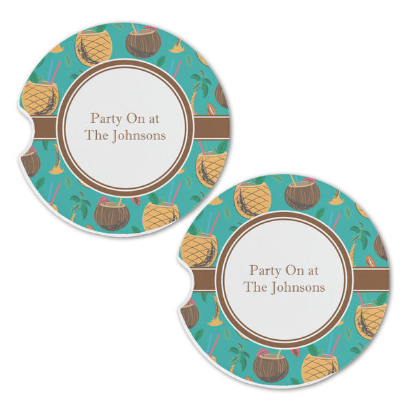 Coconut Drinks Sandstone Car Coasters - Set of 2