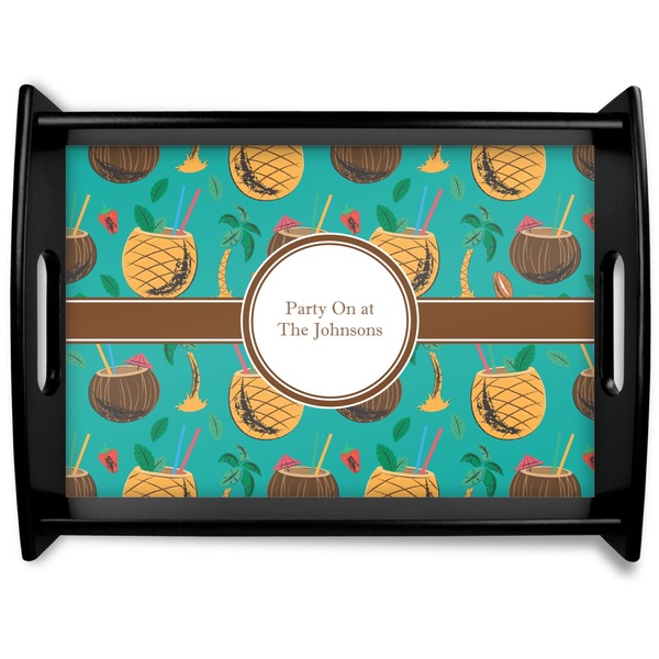 Custom Coconut Drinks Black Wooden Tray - Large (Personalized)