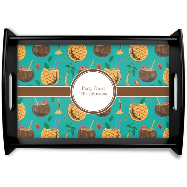 Custom Coconut Drinks Black Wooden Tray - Small (Personalized)