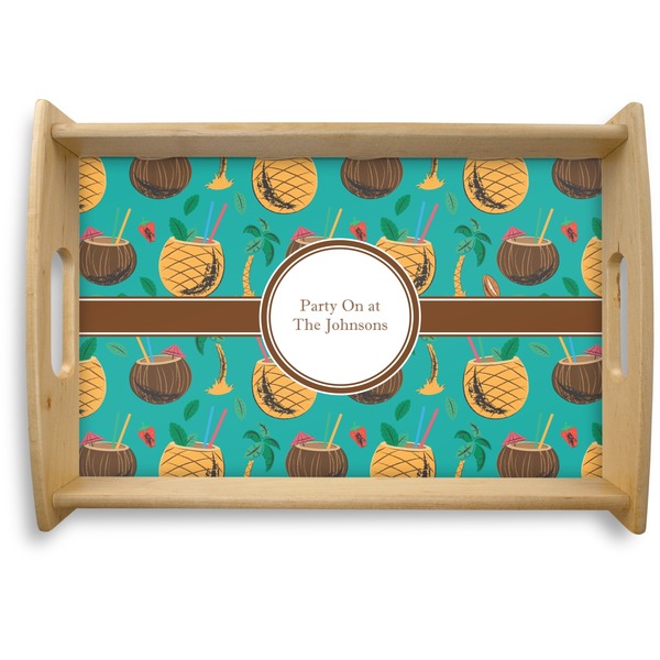 Custom Coconut Drinks Natural Wooden Tray - Small (Personalized)