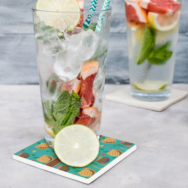 Coconut Drinks Set of 4 Stone Coasters - In Context View