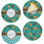 Coconut Drinks Set of 4 Glass Appetizer / Dessert Plate 8" (Personalized)