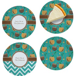 Coconut Drinks Set of 4 Glass Appetizer / Dessert Plate 8" (Personalized)