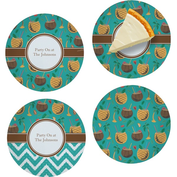 Custom Coconut Drinks Set of 4 Glass Appetizer / Dessert Plate 8" (Personalized)