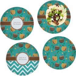 Coconut Drinks Set of 4 Glass Lunch / Dinner Plate 10" (Personalized)