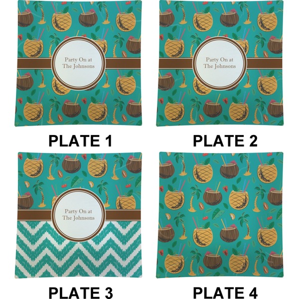 Coconut Drinks Set of Square Dinner Plates (Approval)