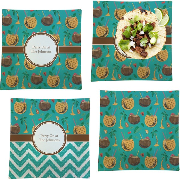 Coconut Drinks Set of Square Dinner Plates