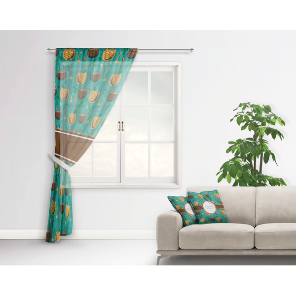 Coconut Drinks Sheer Curtain With Window and Rod - in Room Matching Pillow