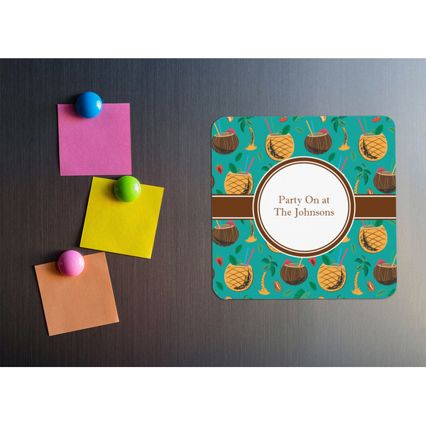 Coconut Drinks Square Fridge Magnet - LIFESTYLE